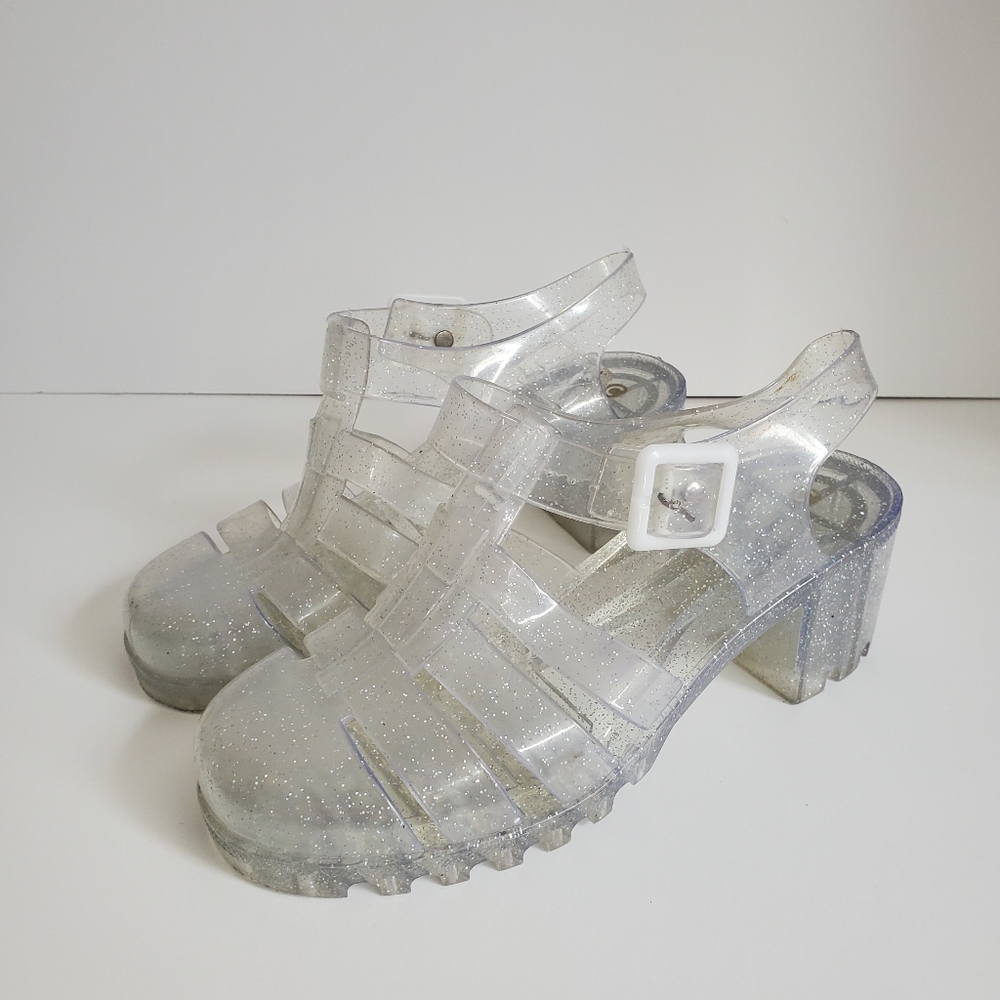Glitter Jelly block heel sandals